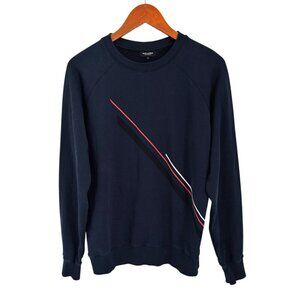 Ron Dorff Navy Sweatshirt W/ Red & White Stripe Design Crewneck Long Sleeve S